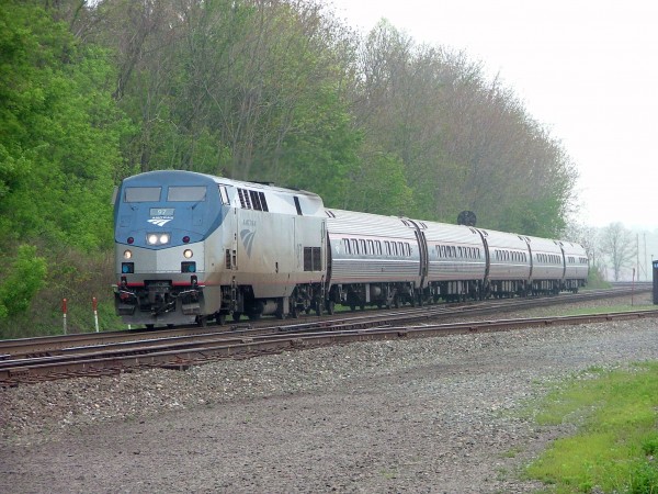 The Eastbound Amtrak Pennsylvanian Approaching Its Station Stop in Lewistown PA