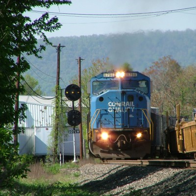 NS SD60M 6798 Leads a Coal Train Off the Harrisburg Fuel Pad